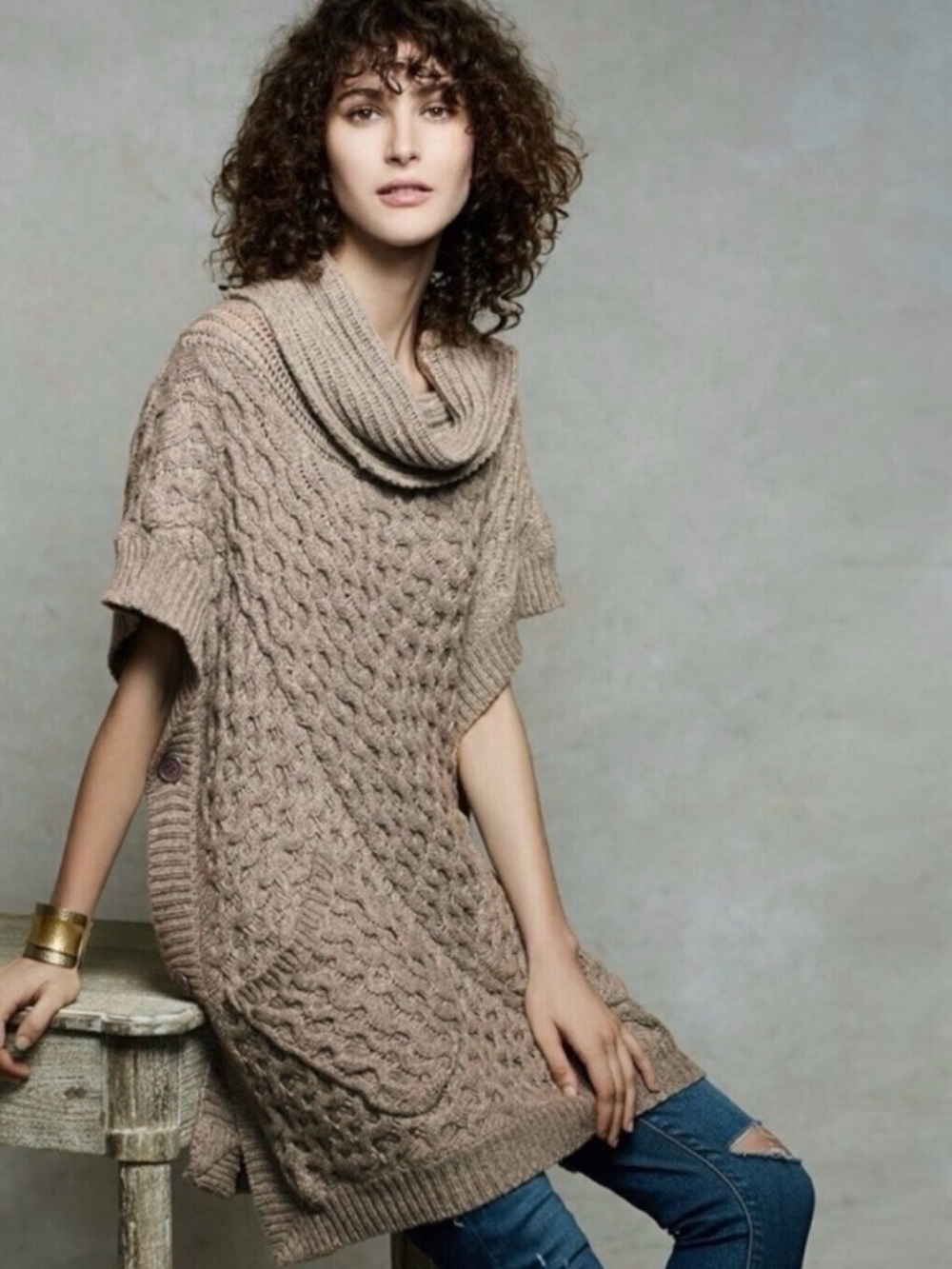 Anthropologie Angel of the North Bryson
Cowl Neck Poncho Sweater Oversized XS S